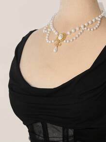 SHEIN ICON Bralette transparente con escote en pico y diseño de espina de pescado - Negro - Ver 3