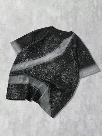 Grunge Punk T-shirt à manches courtes avec micro-impression pour hommes, adapté pour un usage quotidien, printemps/été
