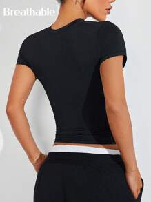 SHEIN Sport Studio Top da allenamento corto con schiena a incrocio FeatherFit™