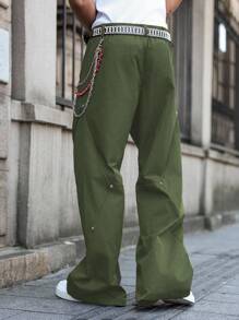 PAVTROS 男士休闲通勤简约纯色宽松阔腿裤，秋季