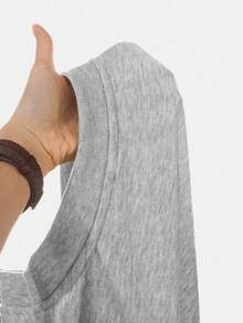 SHEIN 青少年女孩 V 领宽松运动衫和慢跑裤两件套，休闲日常百搭时尚服装 - 灰色 - 查看 12