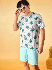 Notgurli 男士休闲时尚家居服套装，夏季 - 彩色 - 查看 4