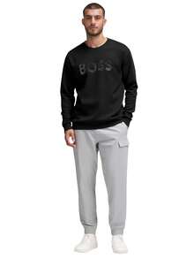 Hugo Boss 男士圆领长袖休闲宽松套头衫，百搭 - 001 Black - 查看 3