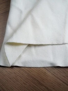 Elenzga Áo len không tay cổ chữ V màu trơn cỡ lớn cài nút phía trước - trắng - Xem 3