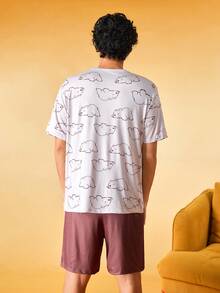 Notgurli 2 Pieces Men's Casual Fashion Loungewear & Pajama Set - Brown - View 2