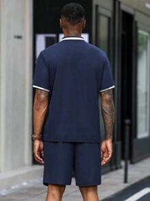 Manfinity Homme Sports Style Men Polo Co-Ords In Breathable Fabric With Regular Sleeves And Pocket Casual Two Pieces Set Men Men Summer Set