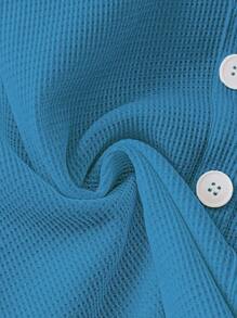 Chiquease 女士 V 领短袖纽扣设计休闲 T 恤