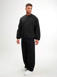 男士松紧腰口袋宽松休闲户外裤，黑色 - 黑色 - 查看 2