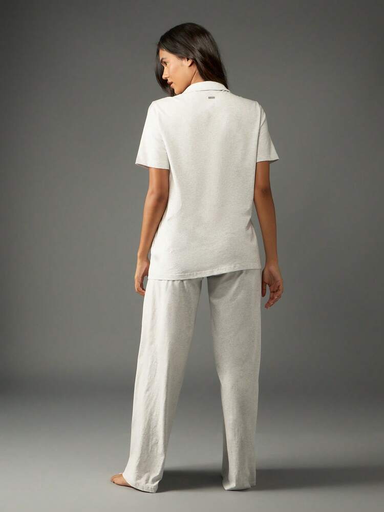 Missguided x Playboy Christmas Button Down Shirt With Wide Leg Pants Pajama