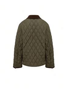 DAZY Abrigo acolchado y acolchado de invierno para hombre con cuello texturizado marrón, chaqueta verde militar - Verde militar - Ver 4