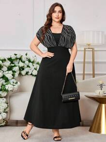 Modelyn Plus Size Women Elegant Cinched Waist Fashion Dress