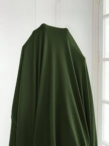 Modelyn 女士纯色圆领长袖扭腰超长优雅连衣裙，春夏季长款晚礼服 - 軍綠色 - 查看 7