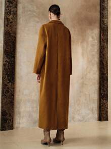 Arave Women's Wool Fabric, Loose H-Shaped, Lapel Collar, Large Pockets, Patch Pocket Design, Daily Commuting  Long Trench Coat  Back To School Fall Women Clothes Fall Clothes For Women Office Outfits For Women Maillard Style