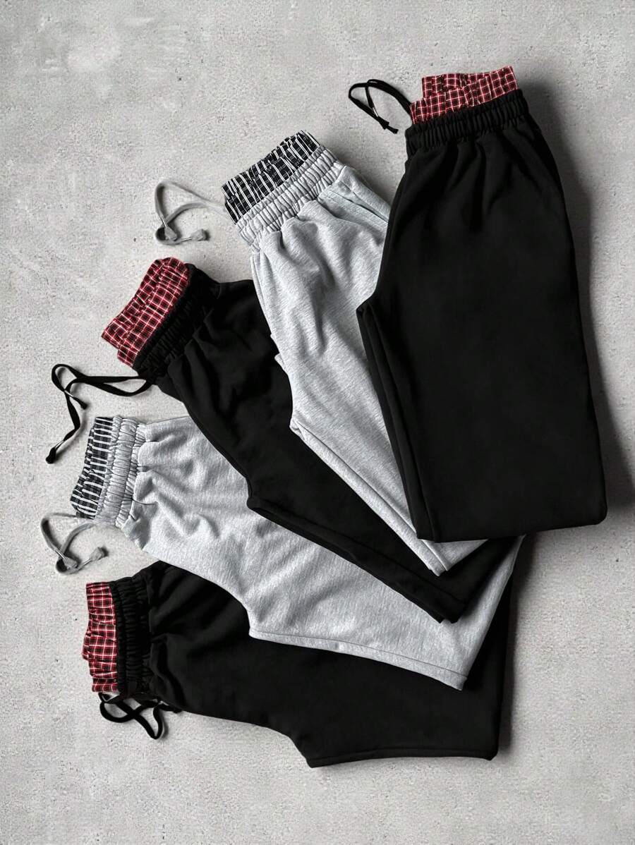 Manfinity EMRG Quần nỉ rộng rãi cạp chun chắp vá cho nam trẻ - Nhiều màu - Xem 1