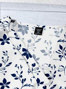 EMERY ROSE Áo sơ mi rộng cổ chữ V họa tiết hoa cúc phong cách nghỉ dưỡng thường ngày cỡ lớn cho nữ, quần áo mùa hè cho nữ, quần áo nghỉ dưỡng cho nữ, quần áo mùa hè cho nữ, phụ nữ - Nhiều màu - Xem 6