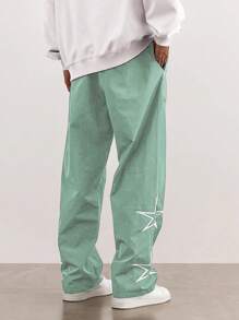 Manfinity Hypemode Loose Men's Star Pattern Side Striped Pants Men Oversized Pants Y2k Men Pants Streetwear Pants Men Pants With Stars Designer Sweatpants, 2000s Style - Green - View 2