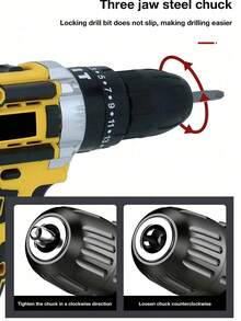 SHEIN 1 套 SUBY 无绳冲击钻 3 功能电动螺丝刀，带 2x21V 电池，24 件配件，适用于家庭 DIY 维修建筑木工钻孔工具套件