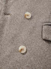 SHEIN Unity Áo khoác blazer công sở dệt kim hai hàng khuy cài eo thắt eo cho nữ, chuyên nghiệp và thời trang, mùa thu/đông - Xám - Xem 6