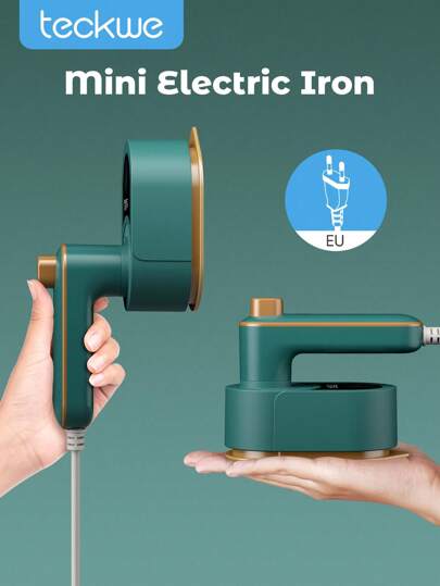 Teckwe Ångstrykjärn för kläder, nytt 2-i-1 miniångstrykjärn - bärbar strykmaskin, liten storlek för resor, bärbar ångstrykjärn för resor, universitet, studenthem, hemtillbehör - EU-kontakt