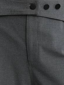 Nöista 灰色水手裤，时尚纽扣翻盖，修身阔腿喇叭裤，搭配轻柔飘逸的西装面料。秋冬女士精致单品，商务休闲之选 - 灰色 - 查看 3