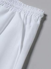 Manfinity Homme Set di camicia a maniche corte casual estiva e pantaloni lunghi con vita con coulisse, stile "Old Money", per uomo