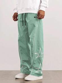 Manfinity Hypemode Loose Men's Star Pattern Side Striped Pants Men Oversized Pants Y2k Men Pants Streetwear Pants Men Pants With Stars Designer Sweatpants, 2000s Style - Green - View 8