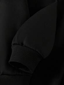 SHEIN 两件套女童黑色珍珠蝴蝶结长袖卫衣裤套装，舒适休闲日常穿着，春秋冬季皆宜 - 黑色 - 查看 3