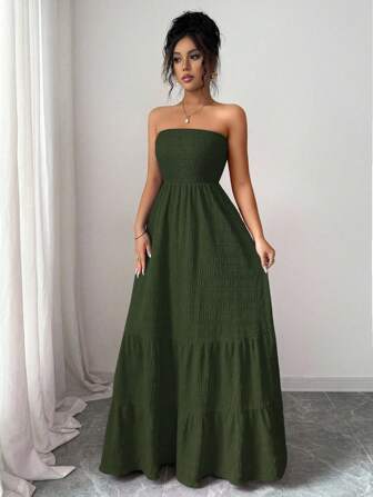 Rafferiza Vestido casual sin tirantes estilo INS para vacaciones de verano para mujeres