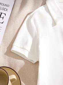 女童刺绣装饰短袖连衣裙 - 白色 - 查看 4