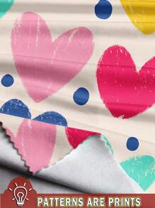 SHEIN Bộ 2 chiếc áo thun tay ngắn in hình trái tim giản dị và tối giản cho bé gái tuổi teen, màu hồng, mùa hè - Nhiều màu - Xem 5