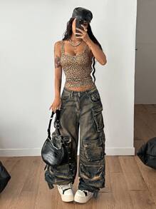 Coolane 豹纹针织无袖紧身背心，性感夏季女装 - 彩色 - 查看 2