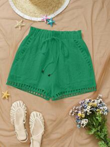 EMERY ROSE Women Solid Color Fashionable Shorts, Suitable For Summer - Green - View 3