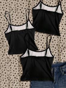 Attitoon 3 件套女式朋克十字架和翅膀印花背心，适合夏季，蝴蝶爱翼，Y2K 哥特风格，复古垃圾摇滚，朋克，返校，可爱的夏季上衣 - 彩色 - 查看 2