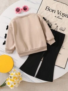 SHEIN 女婴针织撞色圆领休闲卫衣和打底裤套装 女婴两件套 女婴服装两件套 女婴秋季套装 女婴休闲套装 女婴冬季套装 女婴可爱复古风秋冬两件套 女婴服装 女婴套装 - 卡其色 - 查看 8