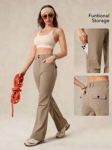 OutZeal 女士户外裤 露营徒步 防水弹力修身喇叭裤腿带口袋