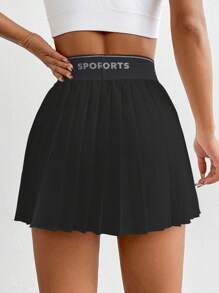 女士简约印花百褶休闲短裙网球裙运动裙 - 彩色 - 查看 2