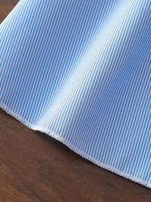 Elladie kids 女童休闲条纹方领喇叭裙，3D 花卉装饰，宽松 A 字裙，适合日常休闲、海滩、夏季