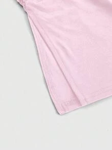 ROMWE Grunge Punk Atasan Wanita Kasual Musim Semi/Panas, Putih Pink Seksi, Multi-Potongan, Hitam & Putih, Warna Solid, Belahan Bawah - MultiWarna - View 12
