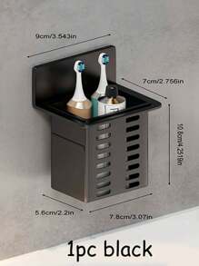 Weiß und schwarz transparentes Zahnbürsten-Zahnpasta-Regal, Badezimmer Kamm Rasierer Wandregal ohne Bohren Badezimmer Aufbewahrungsregal