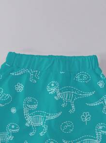 SHEIN Playful Pals Bộ quần áo bé trai phong cách hoạt hình dễ thương, gồm áo thun in hình khủng long đeo kính râm và dòng chữ "LET'S ROAR", quần short in hình vẽ khủng long. Áo thun tay ngắn cổ tròn và quần short, bộ đồ mùa hè chủ đề khủng long cho bé trai. - Nhiều màu - Xem 6