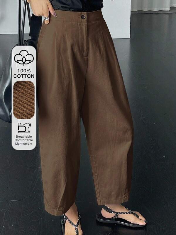 DAZY Pantalones sueltos y casuales de unicolor con bolsillos para mujer