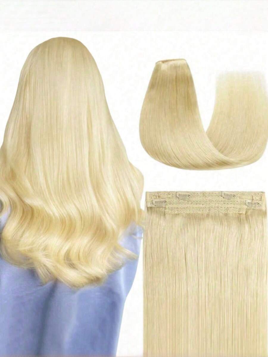 16inch Invisible Wire Fish Line 4 Clips In Hairpiece Human Hair Extensions Straight For Women 100g Clip Ins Hair Extensions - S613 - View 1