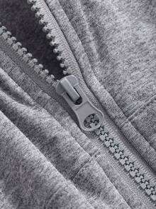 DAZY 带口袋抽绳连帽短款运动衫，女式长袖运动衫夹克 - 淺灰色 - 查看 9