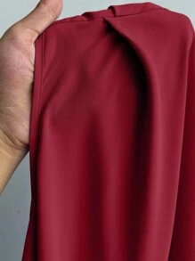 Elenzga Vestido elegante ajustado con hombros caídos y drapeado para tallas grandes - Rojo - View 5