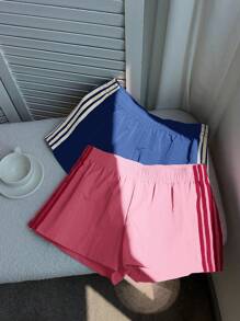 Comfortcana 2件套女士撞色腰带短裤，夏季