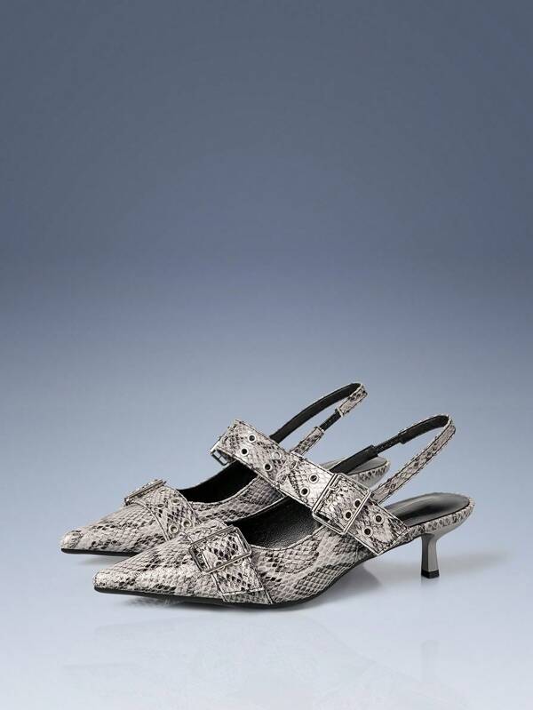 Cuccoo CUCCOO GRLICON Damen Schlangenhaut Muster High Heel Pumps, Motorrad-Stil Y2K Mode