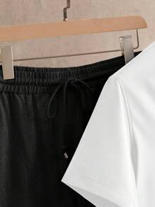 HIMLAND 2 piezas Conjunto casual de verano para hombres con camisa de manga corta de cuello vuelto y ajuste delgado - Multicolor - Ver 4