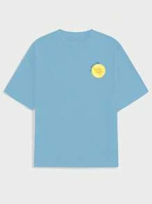 Manfinity Hypemode 大码男士字母印花休闲修身圆领短袖 T 恤，夏季