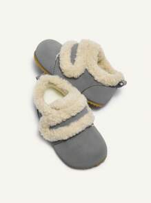 秋冬加厚复古休闲舒适儿童/宝宝平底鞋 - 灰色 - 查看 8