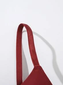 1 件女士简约纯色钢圈文胸 - 酒紅色 - 查看 3